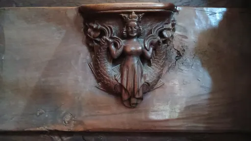 Mermaid, wooden carving on the choir stalls, Basel cathedral