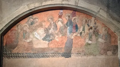 Dormition of Mary, 15th century wall painting, Saint Eucaire, Metz