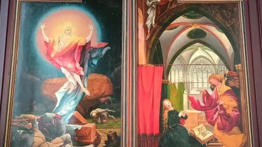 Resurrection and annunciation of Mary, Isenheim altar