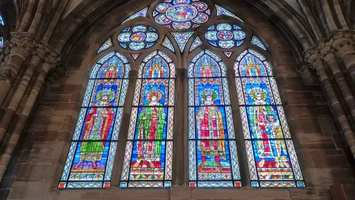 Stained glass window depicting Ottonian emperors of the Holy Roman empire, Strasbourg cathedral