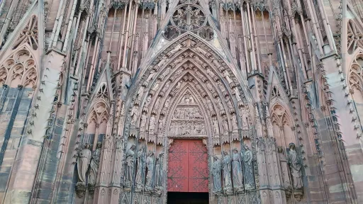 Northern (left) portal on the western facade of Strasbourg cathedral