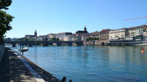 In view of the historical center of Basel on the Rhine