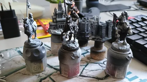 Primed miniatures of the HoMM 3 board game