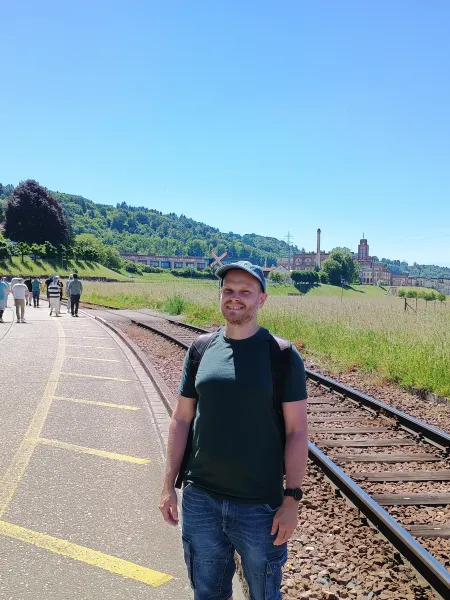 Me on the way to the Feldschl&ouml;sschen brewery at Rheinfelden
