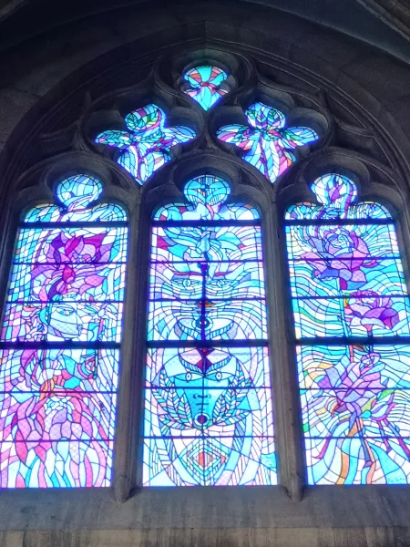 Modern glass window by Jean Cocteau, Saint Maximin, Metz