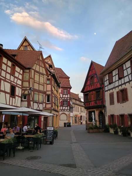Timber-framed houses in the evening, Colmar
