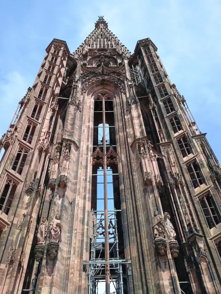 The tower of Strasbourg cathedral viewed from the platform
