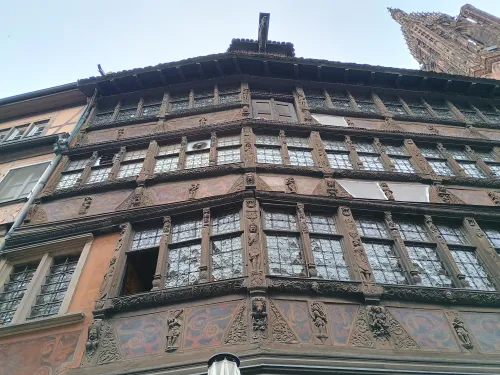 Maison Kammerzell with the cathedral tower in the background, Strasbourg