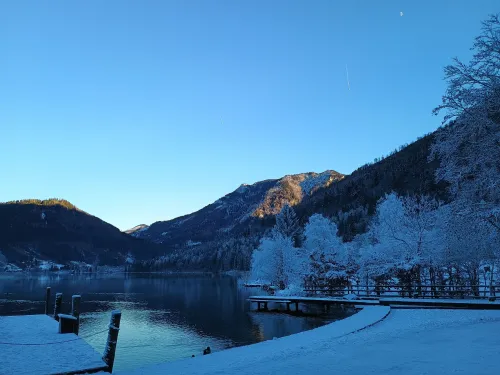 Lunzer See in Winter, with Scheiblingstein in the background center