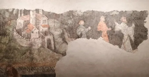 Neidhart Festsaal, Nobles walking out of the castle