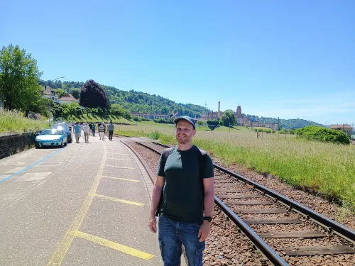 Me on the way to the Feldschl&ouml;sschen brewery at Rheinfelden