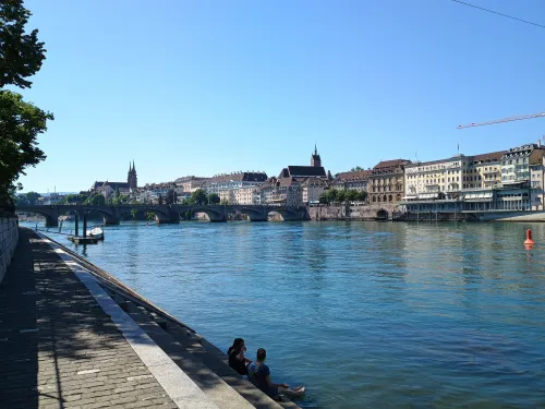 In view of the historical center of Basel on the Rhine