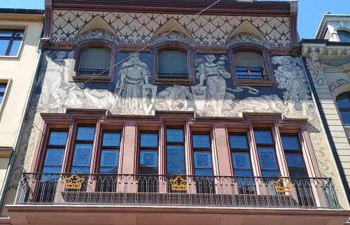 Painted house facade, Basel