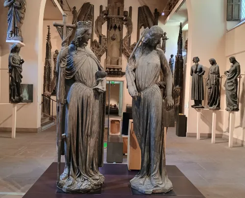 Ecclesia and Synagogue, original sculptures from Strasbourg cathedral, Maison de l'Oevre Notre-Dame