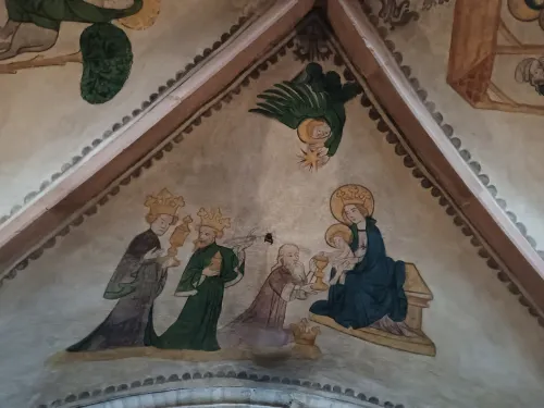 Anbetung der heiligen drei K&ouml;nige, Deckenfresko in der Krypta des Basler M&uuml;nsters