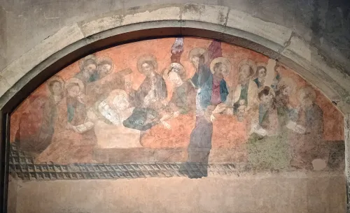 Maria Entschlafung, Wandmalerei aus dem 15. Jahrhundert, Saint Eucaire, Metz