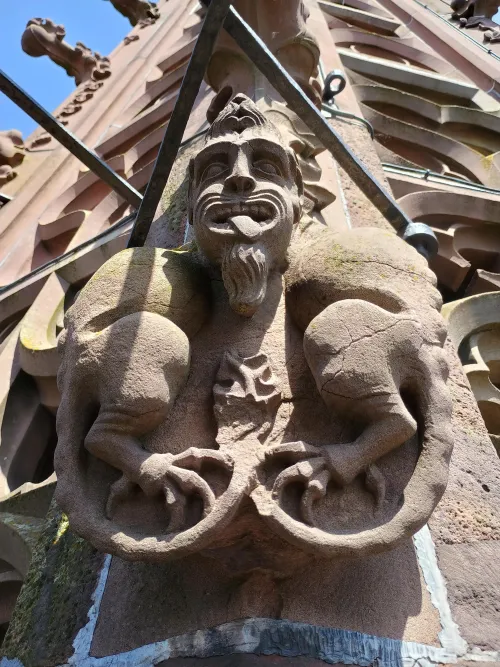 Mischwesen am Turm des Basler M&uuml;nsters