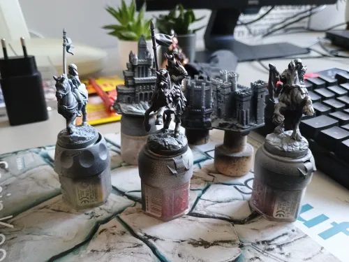 Primed miniatures of the HoMM 3 board game